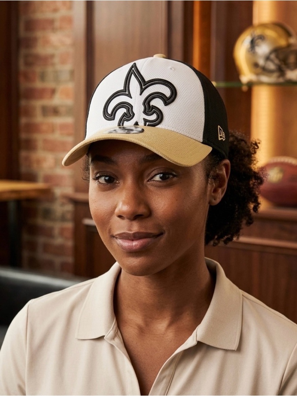 NFL New Orleans Saints Black, White & Gold Mesh Back Cap